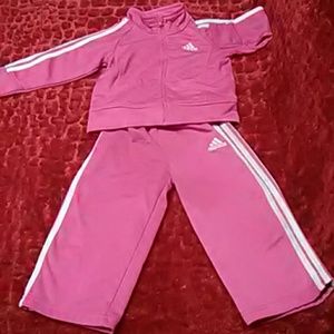 Infant Pink adidas 2 piece track suit
